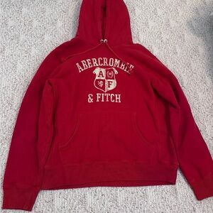 Abercrombie & Fitch Crest Red Medium Heavyweight Distressed Pullover Hoodie Y2K